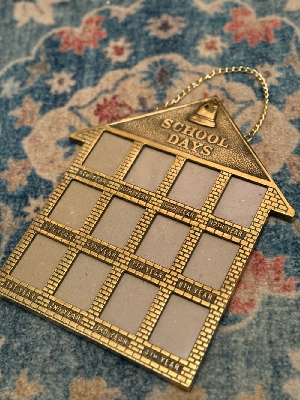 Vintage Brass School House Picture Frame 12 Year School Days Collage Retro